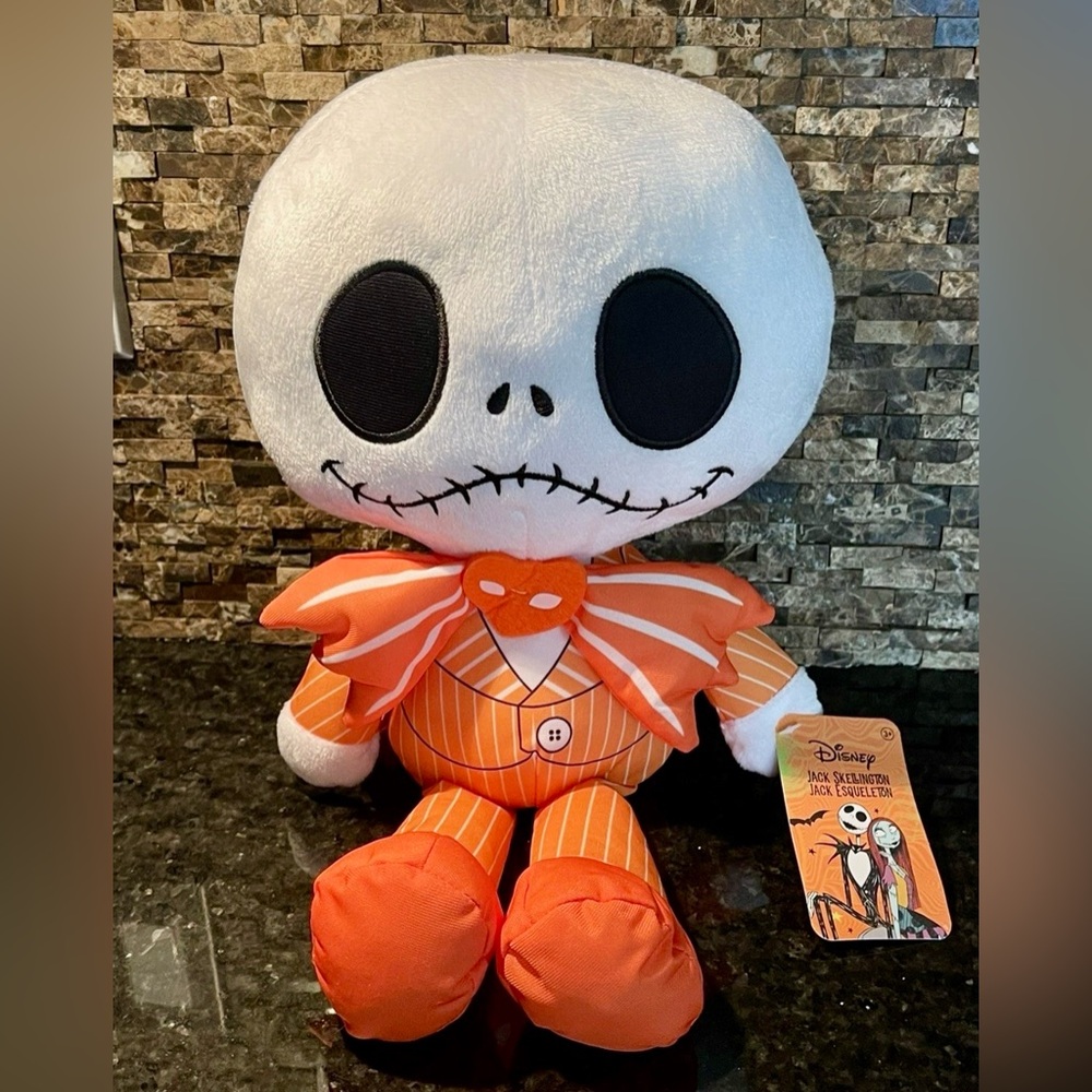 Disney Nightmare Before Christmas Orange and White Jack Skellington Plush